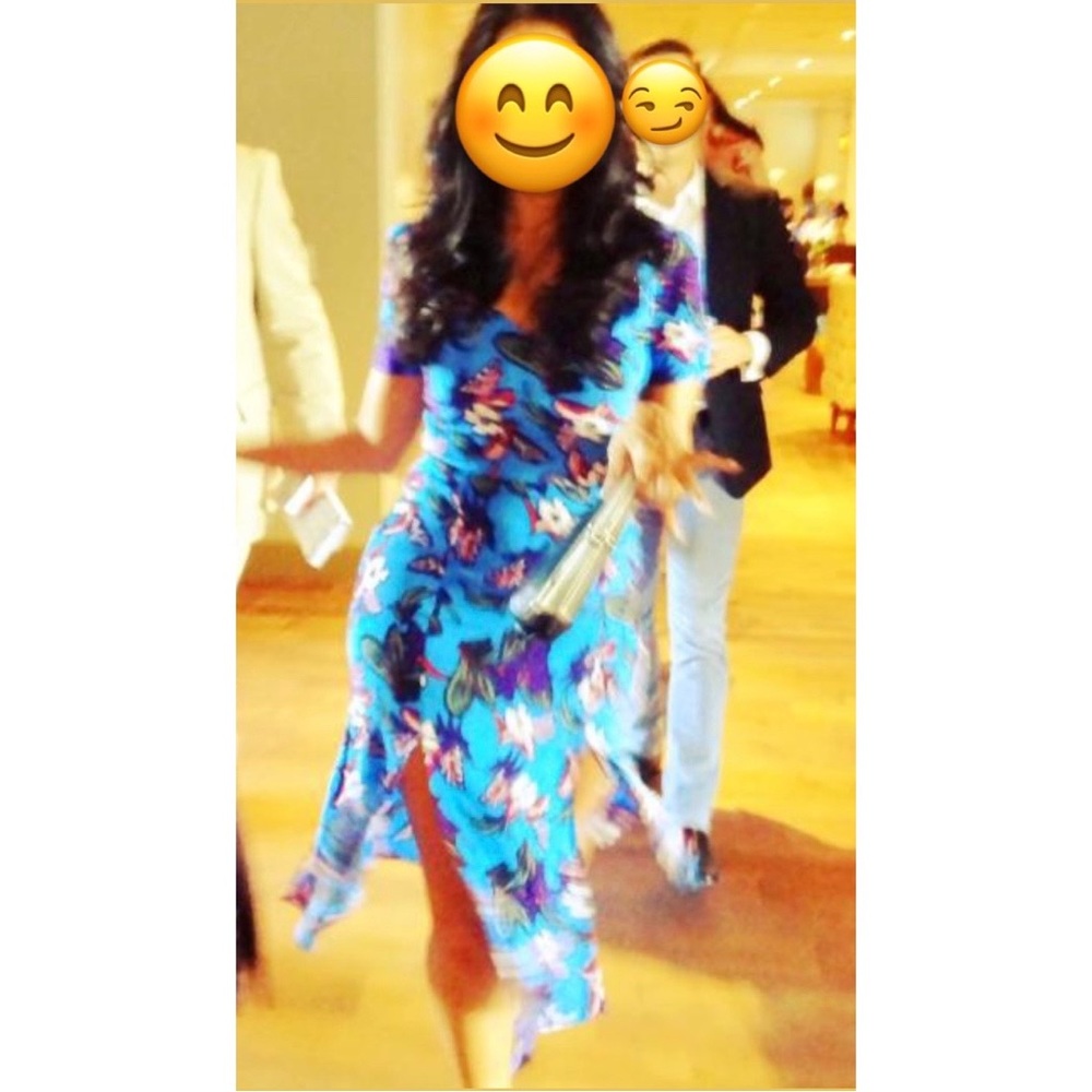 TopShop 2-slit floral print tea dress